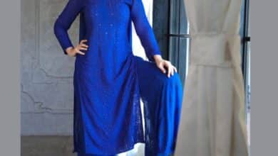 blue chikankari kurta for women